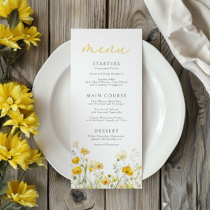 Menu Bébé Jaune En Fleur Baby shower Fleur sauvage Flor