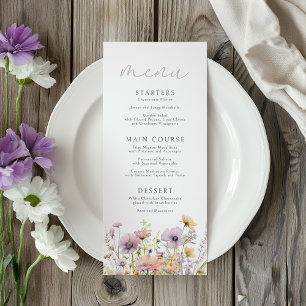 Menu Bébé pourpre dans le Baby shower Fleur sauvage fle