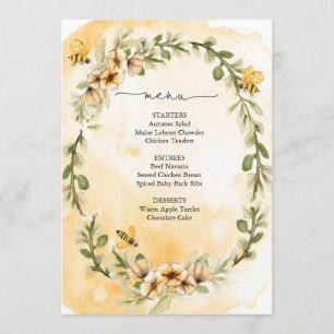 Menu Bee Honeybee Floral