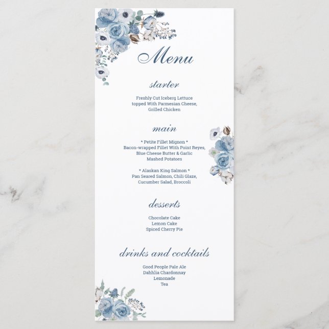 Menu Belle Flore Bleue (Devant)