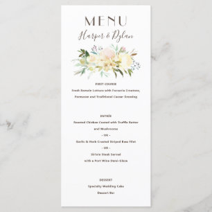 Menu Belles fleurs   Mariage aquarelle