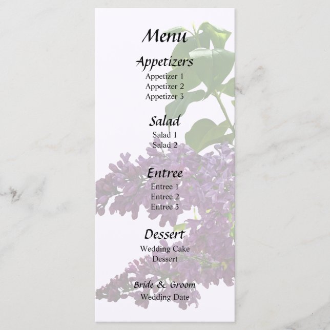 Menu Belles Lilacs (Devant)