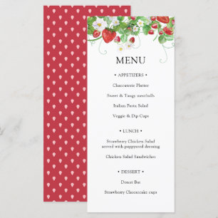 Menu Berry fraise Baby shower sucré
