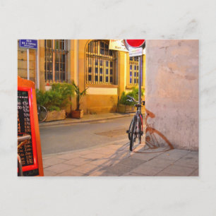 Menu, Bicycle, Shadow France outside a restaurant Postcard
