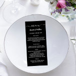 Menu black and white wedding<br><div class="desc">Personalize and add your names,  the wedding date and the menu. Black background,  white text.</div>