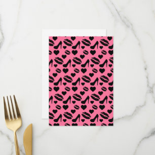 Menu Black High Heels Kisses Lips Girly Makeup Hearts