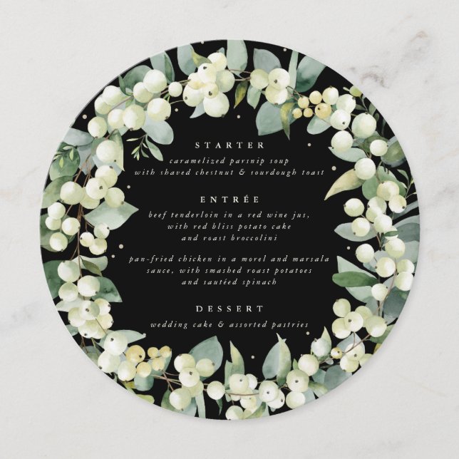 Menu Black Snowberry+Eucalyptus 3 Mariage de cours (Devant)