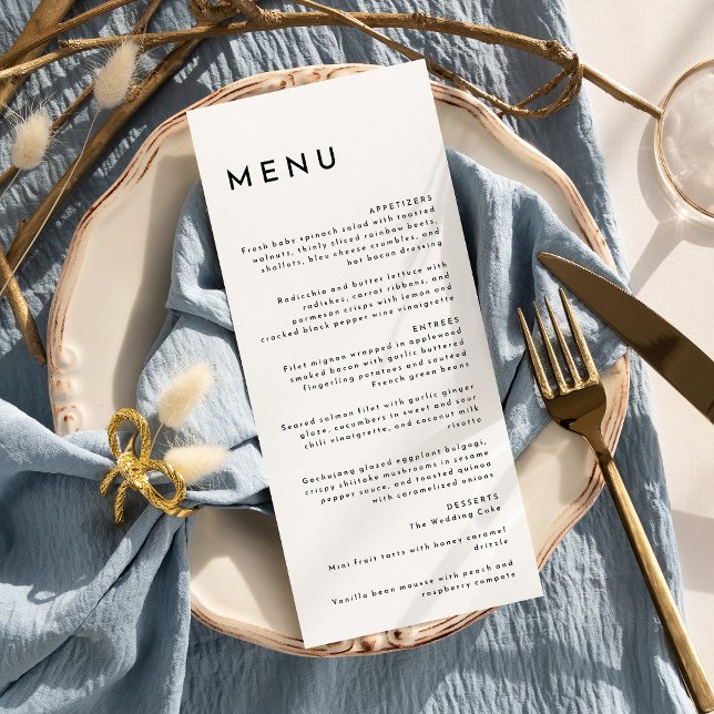 Menu Blanc moderne Gras Mariage plat (Créateur téléchargé)
