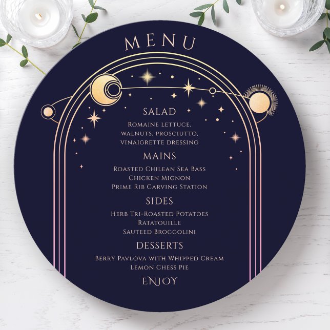 Menu Bleu arc-en-ciel mystique Lune Étoiles Mariage spa (Créateur téléchargé)