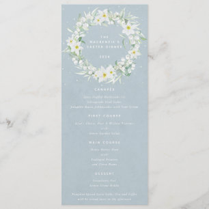 Menu Bleu Blanc Floral Pâques Wreath Appartement 4 Parc