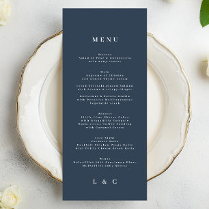 Menu Bleu bleu marine Élégant Mariage classique