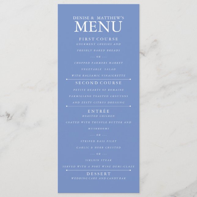 Menu Bleu de Cornflower (Devant)