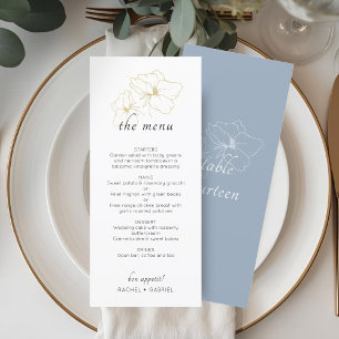Menu Bleu et blanc   Mariage floral chic
