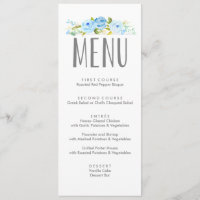 Menu bleu floral de roseraie