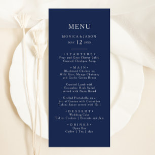 Menu Bleu marin minimal classique Dîner Mariage Argen