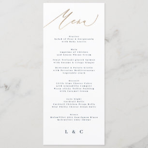 Menu Bleu Marine Blanc or Elegant Mariage classique