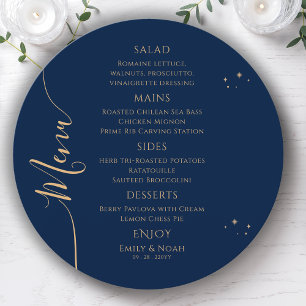 Menu Bleu mystique Soleil Lune Étoiles Mariage spatial