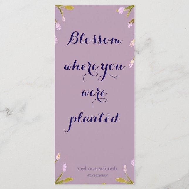 Menu Blossom where you're planted Bookmark (Devant)