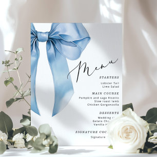Menu Blue Bow Elle est en train de nouer le noeud