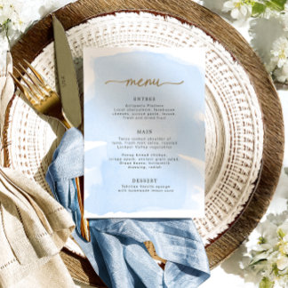 Menu Blue Watercolor Gold