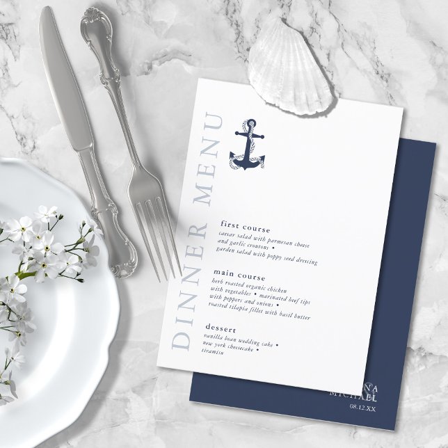 Menu Blue Wave Ancre Mariage Navy/Wht ID836 (Créateur téléchargé)