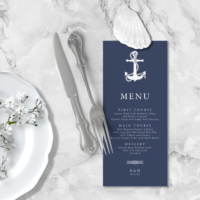 Menu Blue Wave Ancre Mariage Wht/Navy ID836 (Créateur téléchargé)