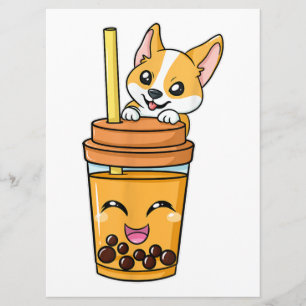 Menu Boba Tapioca Perles Bubble Lait Thé Boire Corgi Do
