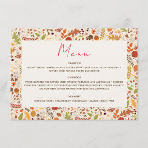 Menu Bohème séché Rustique Floral Automne Falls Mariage