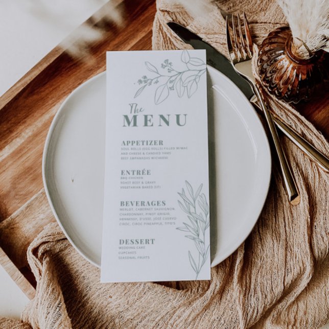 Menu Bohème Vert Sauge Floral (Créateur téléchargé)