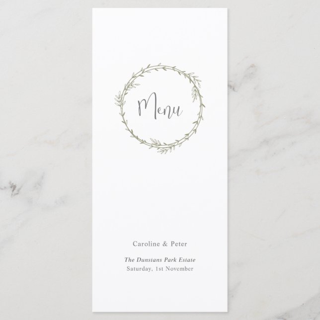 Menu Boho Bamboo Feuille Botanique Vert doux et élégant (Devant)