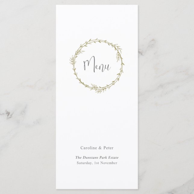 Menu Boho Bamboo Feuille Botanique Vert doux et élégant (Devant)