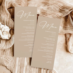 Menu Boho Beige Neutral Mariage