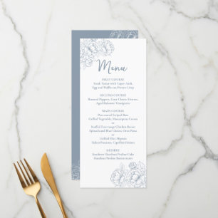 Menu Boho bleu Boho à double face Mariage Floral Boisso