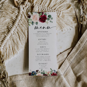 Menu Boho Burgundy Blush