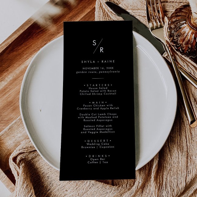 Menu Boho Chic COULEUR ÉDITABLE Monogramme Mariage (Créateur téléchargé)