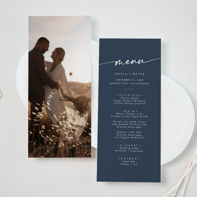 Menu Boho Chic Dark Navy Mariage photo (Créateur téléchargé)