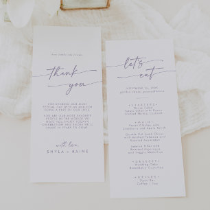 Menu Boho Chic Dusty Purple Merci et Mariage