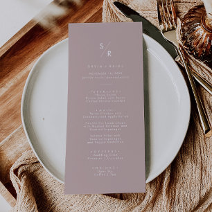 Menu Boho Chic Dusty Rose rose Mariage Monogramme