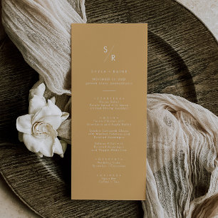 Menu Boho Chic Jaune Marigold Mariage Monogramme