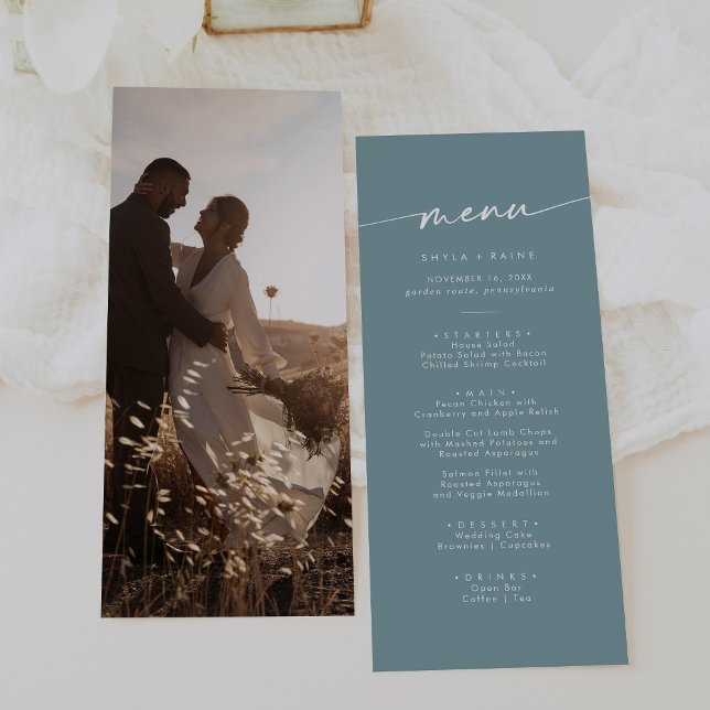 Menu Boho Chic Seafoam Mariage photo Turquoise (Créateur téléchargé)
