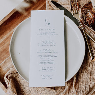 Menu Boho Chic Turquoise et blanc Mariage de monogramme