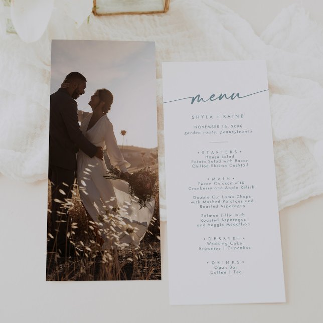Menu Boho Chic Turquoise et blanc Mariage photo (Créateur téléchargé)