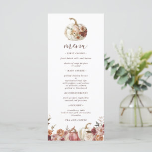 Menu Boho Citrouille Autumn Bloom Anniversaire