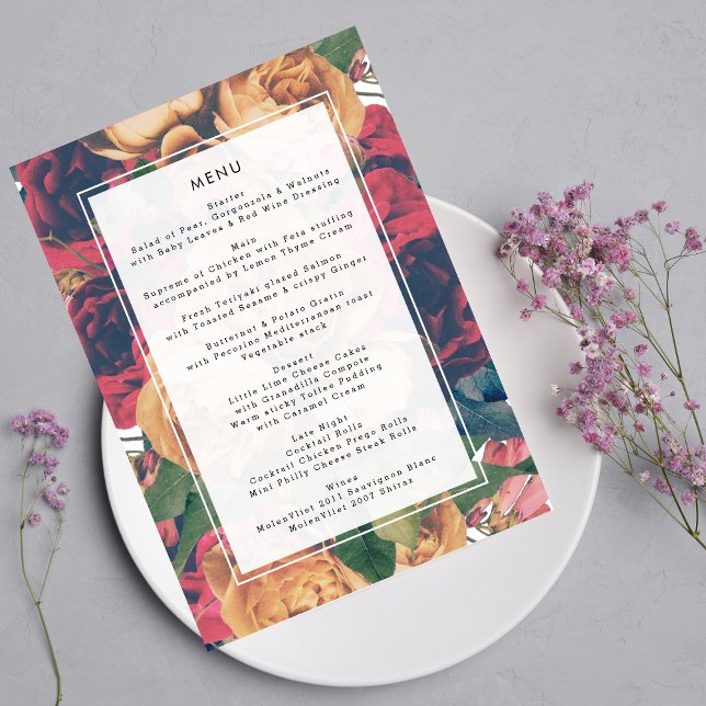 Menu Boho Editable Rose Mariage moderne (Créateur téléchargé)