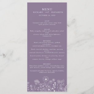 Menu Boho Fleur sauvage moderne Mariage aquarelle