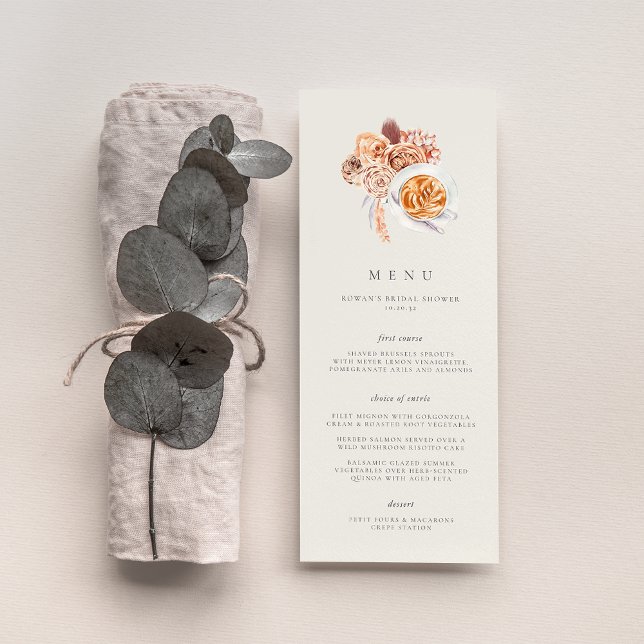 Menu Boho Floral Café Thème Fête des mariées Brunch (Créateur téléchargé)