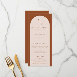 Menu Boho Minimaliste Burnt Orange Mariage
