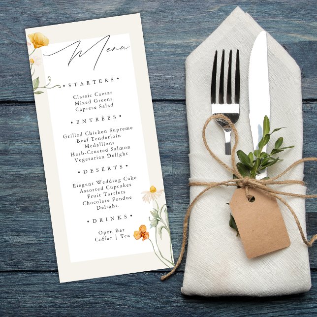 Menu Boho Printemps Fleur sauvage Botanical Garden Wedd (Créateur téléchargé)