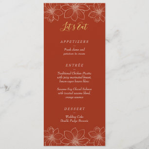 Menu Boho rouge moderne floral mariage chinois