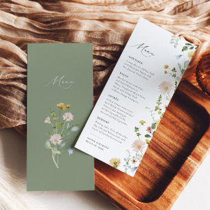 Menu Boho Spring Whimsical Fleur sauvage Élégant mariag